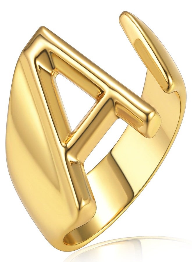 KeyStyle Gold Initial A Rings for Women, GoldChic Jewelry Letter Adjustable Ring Womens Statement Rings for Party, Women’s Alphabet Ring Name Jewelry - Image 1